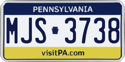 PA license plate MJS3738