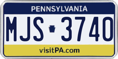 PA license plate MJS3740