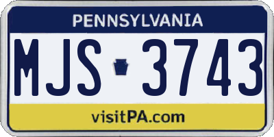 PA license plate MJS3743