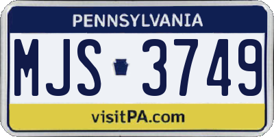 PA license plate MJS3749