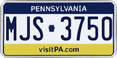 PA license plate MJS3750