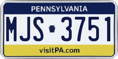 PA license plate MJS3751