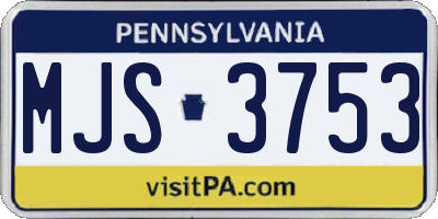 PA license plate MJS3753
