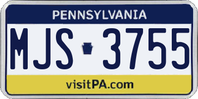PA license plate MJS3755