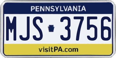 PA license plate MJS3756