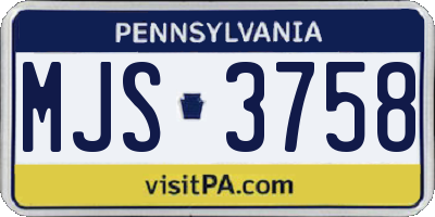PA license plate MJS3758