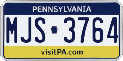 PA license plate MJS3764