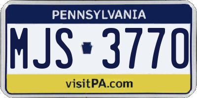 PA license plate MJS3770