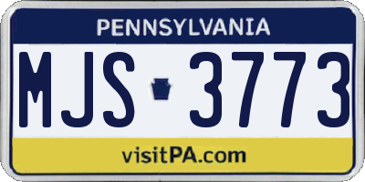 PA license plate MJS3773