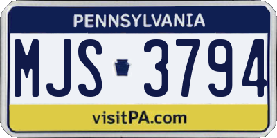 PA license plate MJS3794