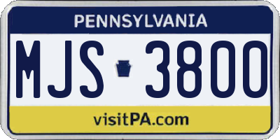 PA license plate MJS3800