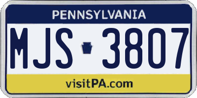 PA license plate MJS3807