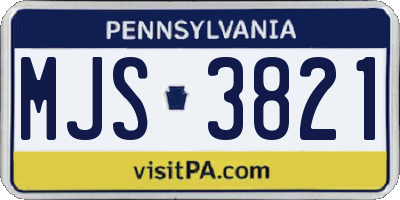 PA license plate MJS3821