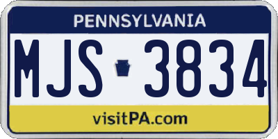 PA license plate MJS3834