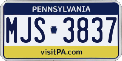 PA license plate MJS3837