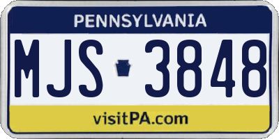 PA license plate MJS3848