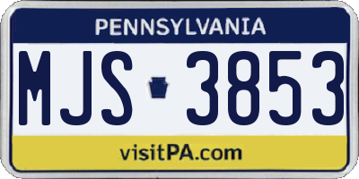 PA license plate MJS3853