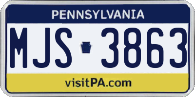 PA license plate MJS3863