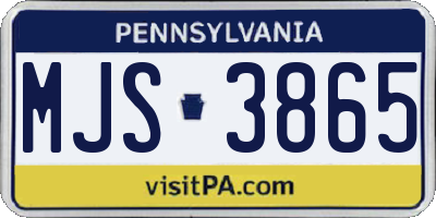 PA license plate MJS3865