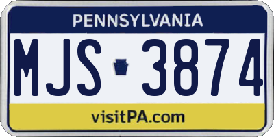 PA license plate MJS3874