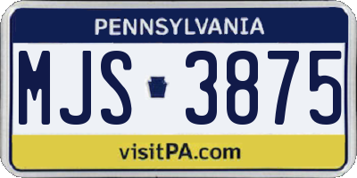 PA license plate MJS3875