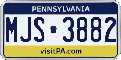 PA license plate MJS3882