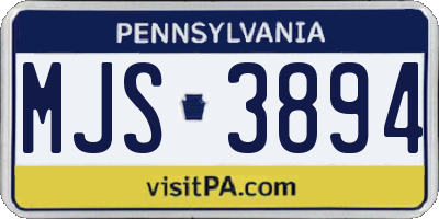 PA license plate MJS3894