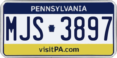 PA license plate MJS3897