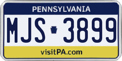 PA license plate MJS3899