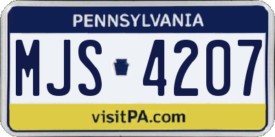 PA license plate MJS4207