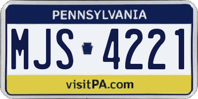 PA license plate MJS4221
