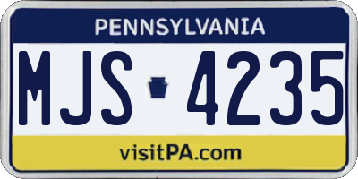 PA license plate MJS4235