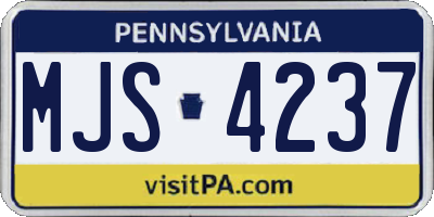 PA license plate MJS4237