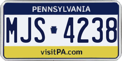 PA license plate MJS4238