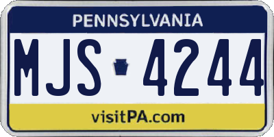 PA license plate MJS4244