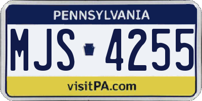 PA license plate MJS4255