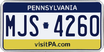 PA license plate MJS4260