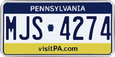 PA license plate MJS4274