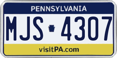 PA license plate MJS4307
