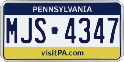 PA license plate MJS4347