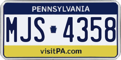 PA license plate MJS4358