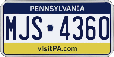 PA license plate MJS4360