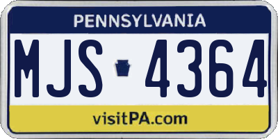 PA license plate MJS4364