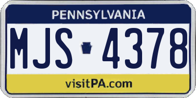PA license plate MJS4378
