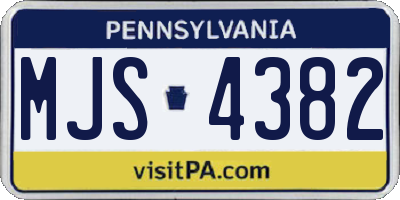 PA license plate MJS4382