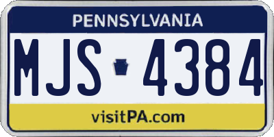 PA license plate MJS4384