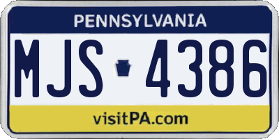 PA license plate MJS4386