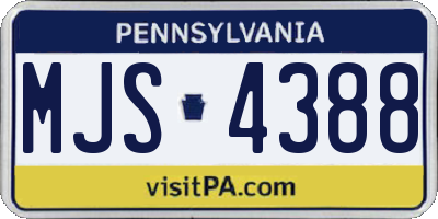 PA license plate MJS4388