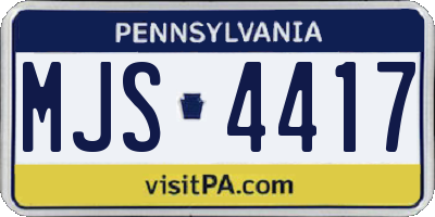 PA license plate MJS4417