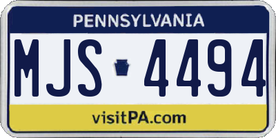 PA license plate MJS4494